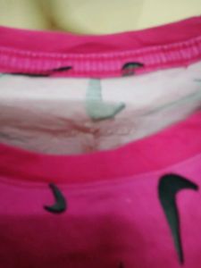 Pink Nike All-Over Print Cropped T-Shirt