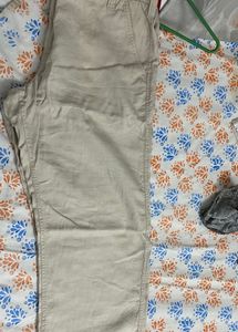Beige Linen Drawstring Pants