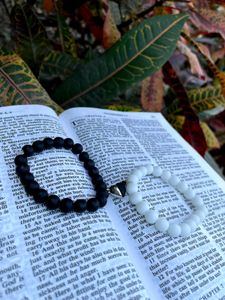 Couple Beaded Bracelets - Black & White