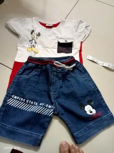 Mickey Mouse T-Shirt & Denim Shorts Set