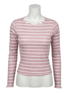 Pink Striped Long Sleeve Top