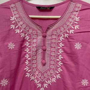 Chic Pink Chikankari Kurta Set