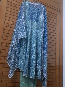 pure Cotton  a line kurta  n trouser  dupatta