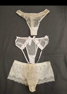 Sheer Lace Thong &amp; Brief Set