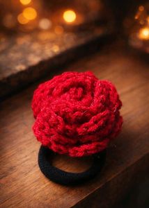 handmade crochet Rose hair tie/rubber