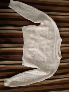 White Knit Cropped Sweater