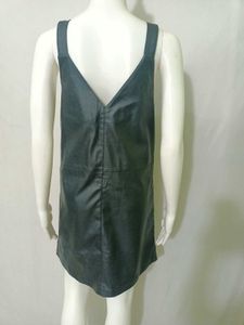 Black Faux Leather Pinafore Dress S/M
