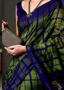 Cotton Silk Saree (Blue &amp; Green)