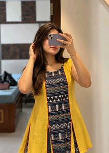Stylish Yellow Kurta with Tribal Print