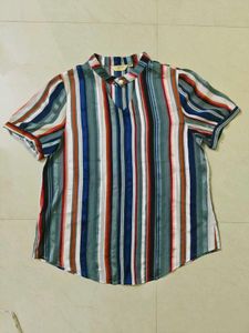 Colorful Striped Short Sleeve Top