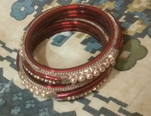 Sparkling Red & Gold Bangles