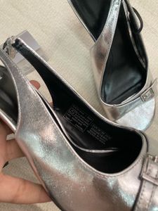 ZARA Silver Slingback Heels