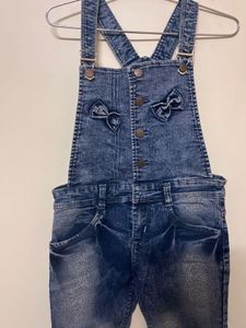 Denim Dungarees with Bow Detail