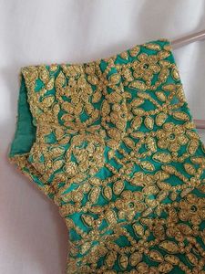Embroidered Green Silk Blouse