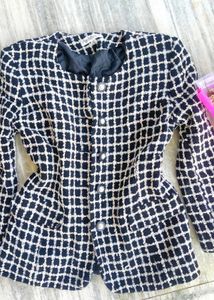 Tweed jacket checkered Patterned Black &amp; White Bla
