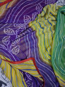 Beautiful Multi-Color Leheriya &amp; Bandhani Saree ✨