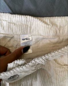CORDUROY WHITE MINI SKIRT FOR WOMEN