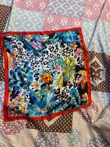 Vibrant Floral & Leopard Print Scarf