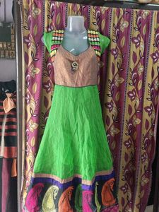 Green Embroidered Anarkali Dress