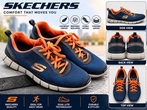 SKECHERS Blue & Orange Running Shoes