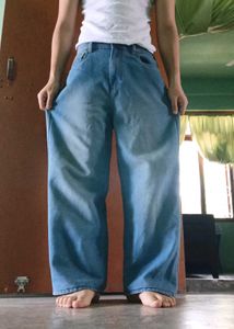 Wide Leg Light Wash Denim Jeans