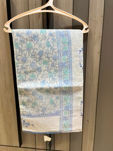 Light Blue Pure Cotton Printed Saree