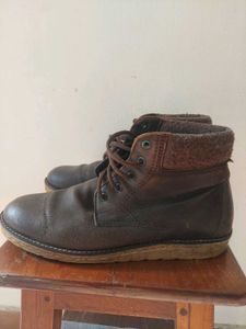 Men's Brown Leather Lace-Up Boots