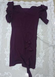 Elegant Purple Ruffle V-Neck Dress