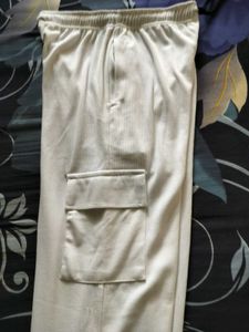 White Cargo Pants with a drawstring waist