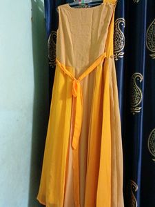 Yellow Georgette Long Dress