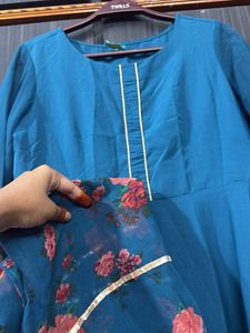 Beautiful Teal Kurta Set with Scarf