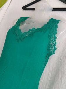 tezenis Green Lace Trim Cami Top