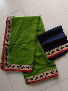 🆕  Border Saree With Blouse Peace