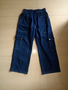 Women’s Dark Blue Denim Cargo Jeans