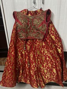 Red - Golden Embroidered lehanga choli