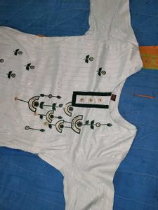 Elegant   Pista colorKurta with Black Embroidery