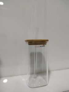 Pinteresty  Glass  Sipper With Straw