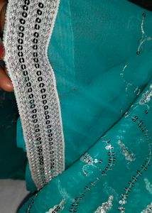 Green Embroidered net Saree &amp; Blouse