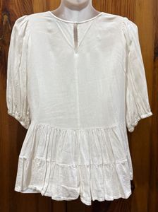 White Ruffled Tiered Tunic Top