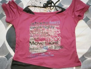 Off-Shoulder Graphic Print Top
