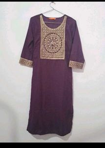 Elegant Plum Palazzo Pants with Gold Border