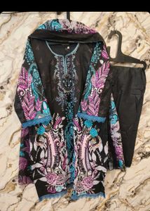 Black Printed Kurta Set with Trousers ( Xl size)