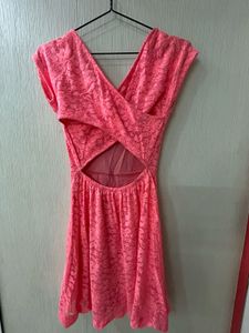 Coral Lace Skater Dress