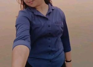 Women's Blue Button Down Shirt - XXL