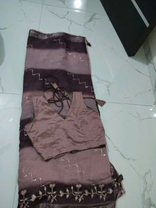 Elegant Brown & Beige Saree with Blouse