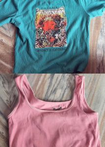 Ribbed Graphic Tee & Pink Tank Top Set