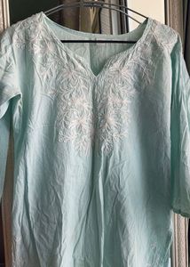 Lucknowi Chikankari Short Kurti