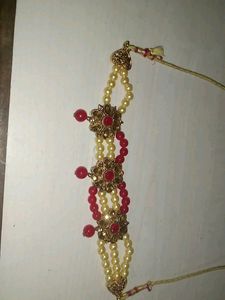 Red Beige White Perl Necklace