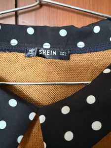 Mustard Yellow Polka Dot Collar Top