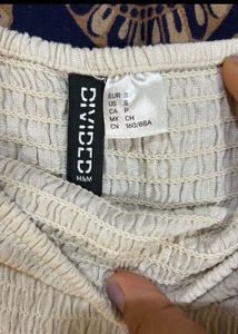 H&amp;M Cream Tiered Smocked Mini Dress